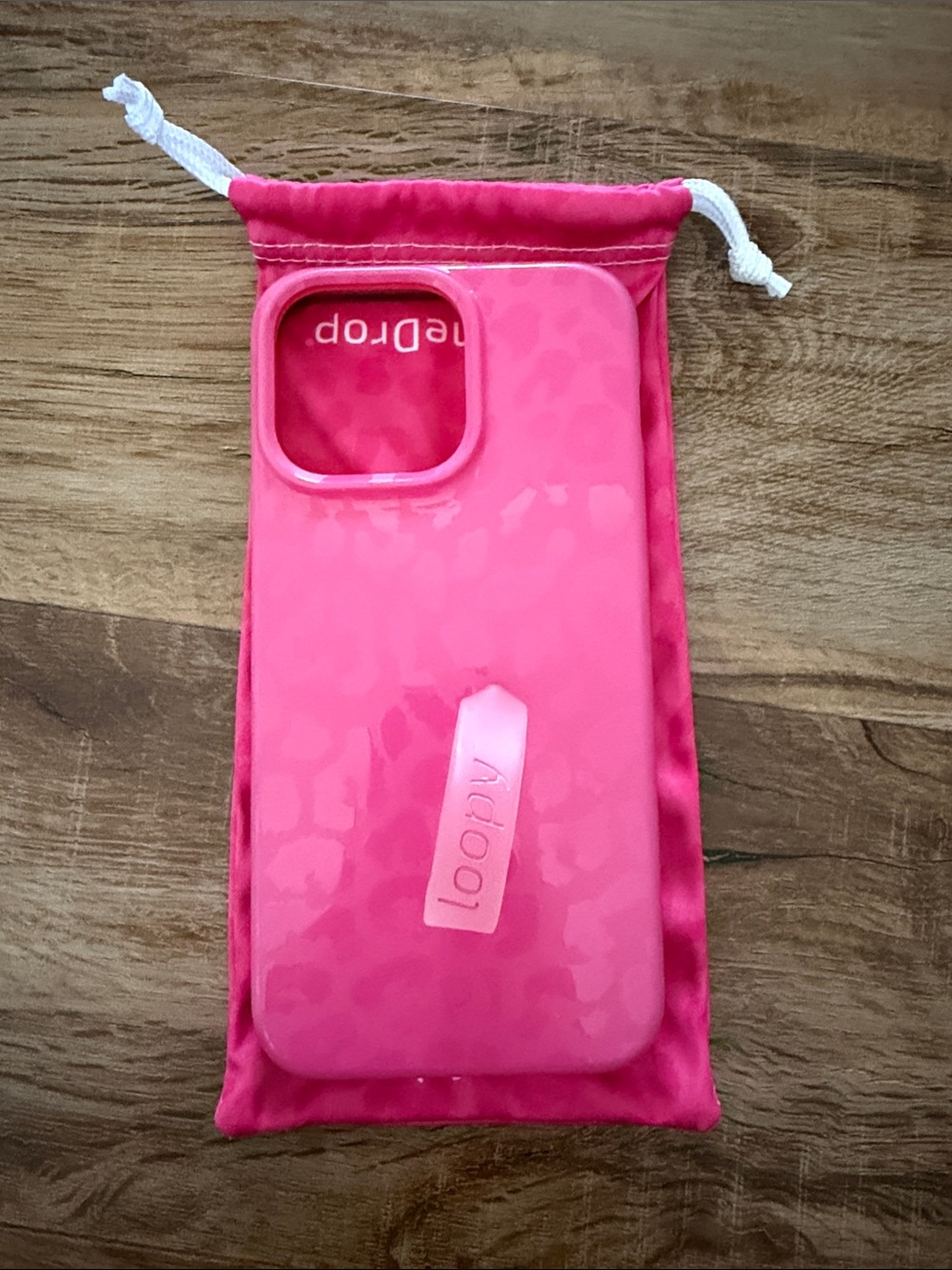 iPhone 15 pro max Loopy Case Hot Pink Leopard with Loop Strap